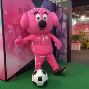 Pink Soccer Goal mascot costume character dressed with a Playsuit and Pocket squares