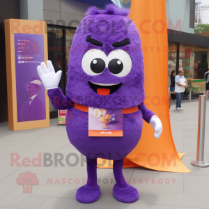 Purple Fried Rice mascot costume character dressed with a Shorts and Ties
