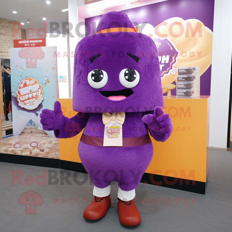 Purple Fried Rice mascot costume character dressed with a Shorts and Ties Purple Fried Rice mascot costume character dressed with a Shorts and Ties
