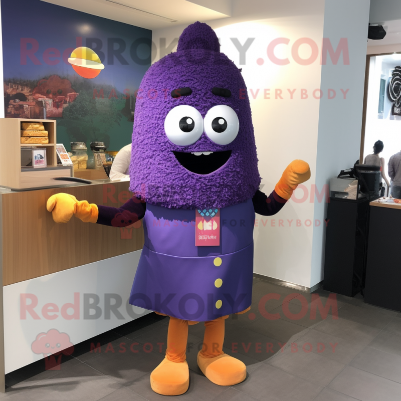 Purple Fried Rice mascot costume character dressed with a Shorts and Ties Purple Fried Rice mascot costume character dressed with a Shorts and Ties