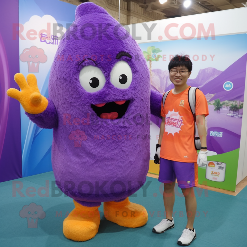 Purple Fried Rice mascot costume character dressed with a Shorts and Ties Purple Fried Rice mascot costume character dressed with a Shorts and Ties