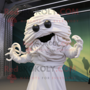 White Medusa mascot costume character dressed with a Bodysuit and Scarf clips