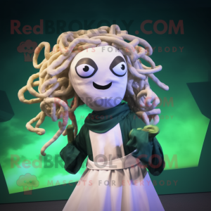 White Medusa mascot costume character dressed with a Bodysuit and Scarf clips