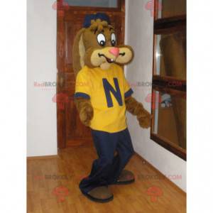 Mascot of the famous Nesquick rabbit. Brown rabbit mascot -