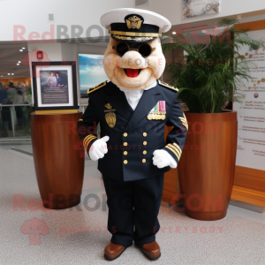 Navy Chief mascot costume character dressed with a Coat and Cufflinks