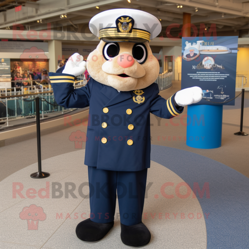 Navy Chief mascot costume character dressed with a Coat and Cufflinks Navy Chief mascot costume character dressed with a Coat and Cufflinks