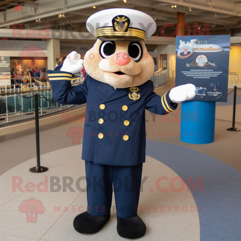 Navy Chief mascot costume character dressed with a Coat and Cufflinks