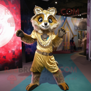 Guld Raccoon maskot kostym...