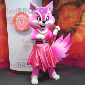 Pink Fox maskot kostume...