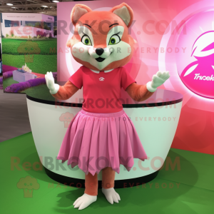 Pink Fox maskot kostym...