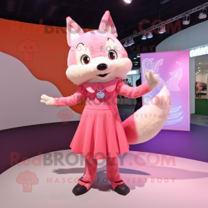 Pink Fox maskot kostume...