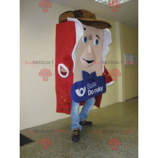 Giant package mascot dressed in red and white - Redbrokoly.com