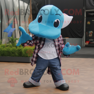 Cyan Manta Ray mascotte...