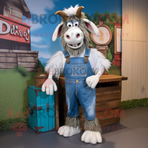 Cyan Boer Goat mascot costume character dressed with a Denim Shorts and Belts