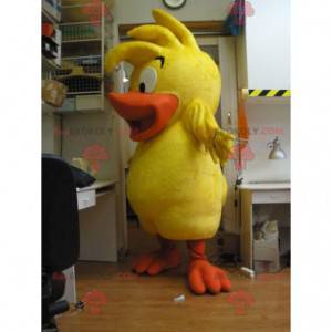 Mascotte del pulcino di anatra uccello giallo e arancione -