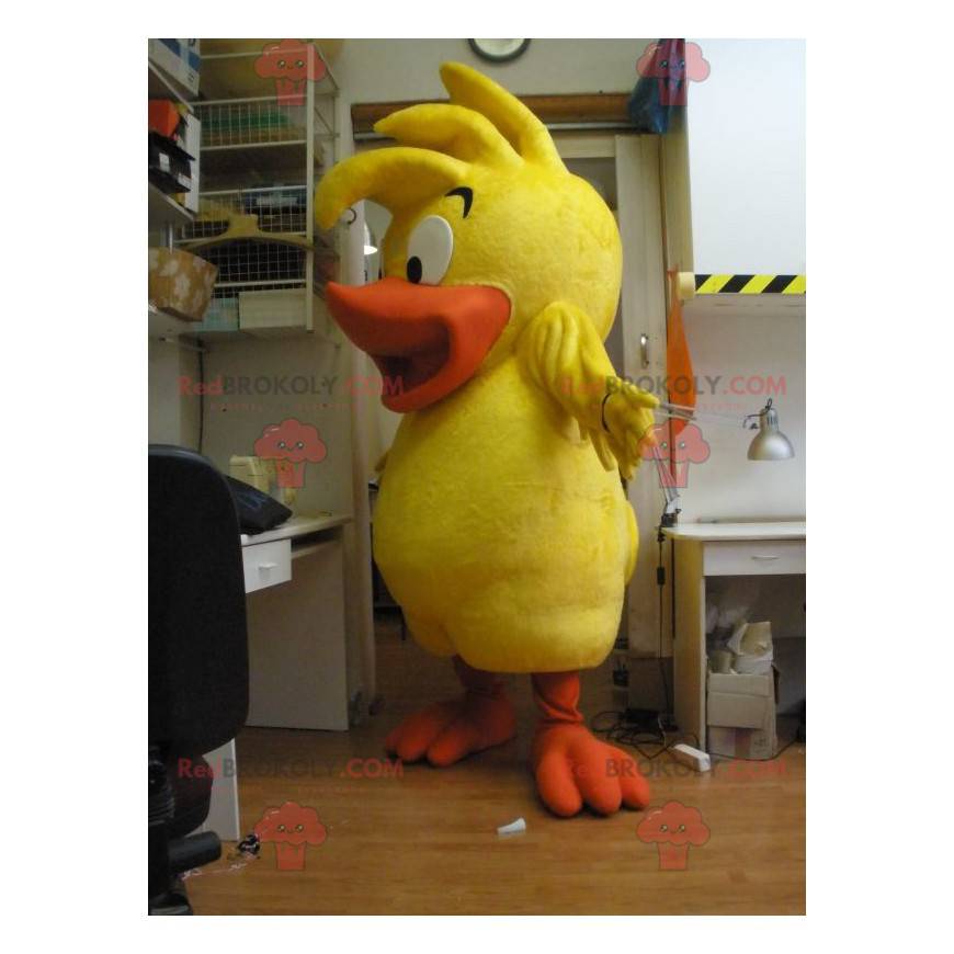 Mascota de pollito de pato pájaro amarillo y naranja -