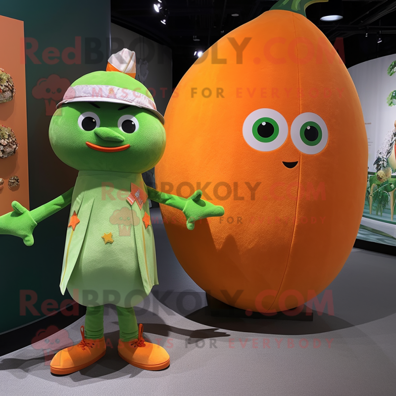 Orange Melon mascot costume character dressed with a Henley Tee and Hairpins Orange Melon mascot costume character dressed with a Henley Tee and Hairpins