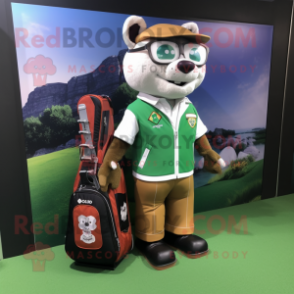 nan Golf Bag mascot costume character dressed with a Bomber Jacket and Bracelet watches