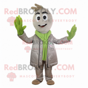 Gray Asparagus mascot costume character dressed with a Bomber Jacket and Ties