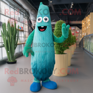Teal Sparris maskot kostym...