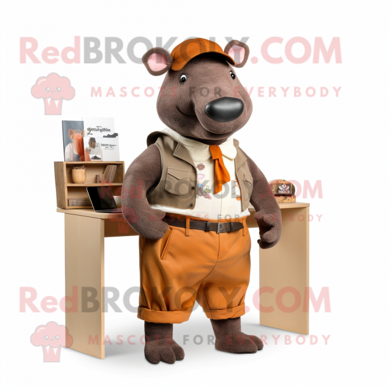 Rust Tapir mascot costume character dressed with a Chinos and Wallets