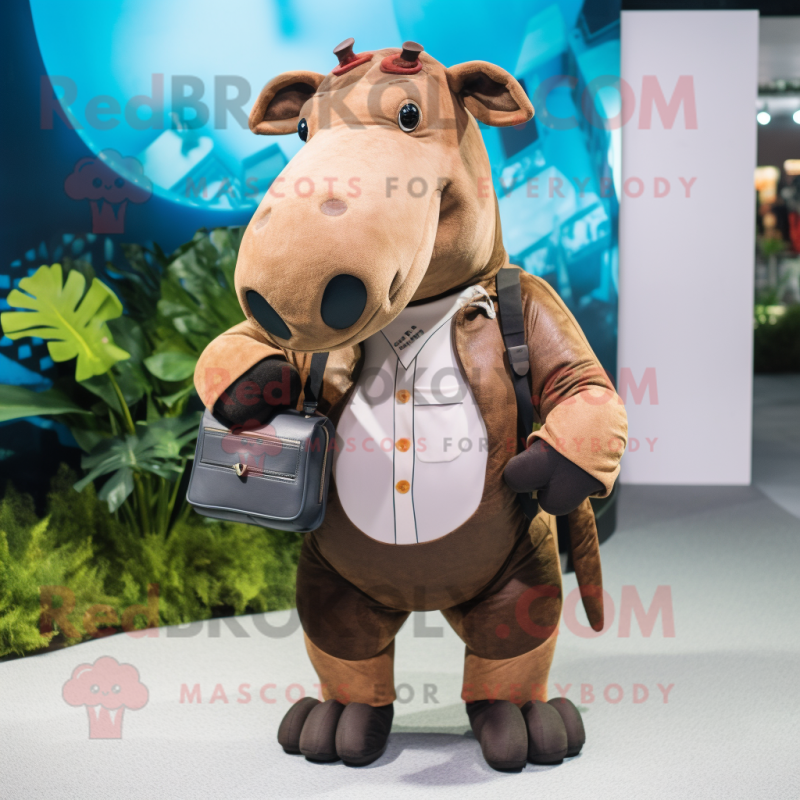 Rust Tapir mascot costume character dressed with a Chinos and Wallets Rust Tapir mascot costume character dressed with a Chinos and Wallets
