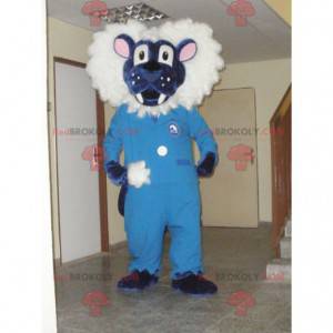 Blue and white lion mascot. Tiger mascot - Redbrokoly.com