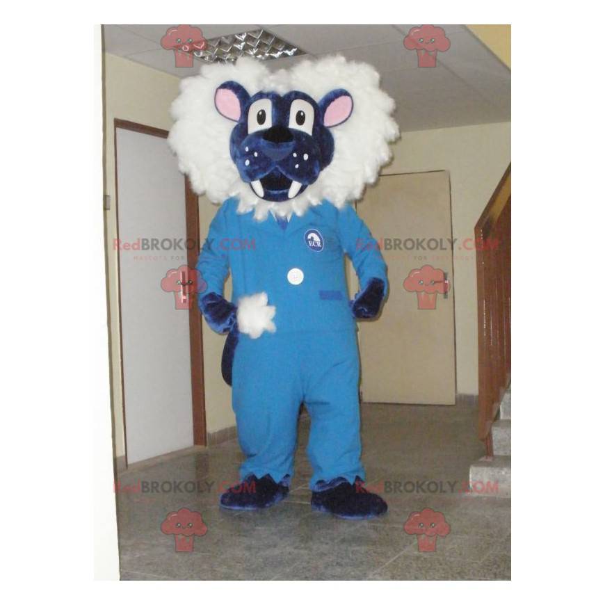 Blue and white lion mascot. Tiger mascot - Redbrokoly.com