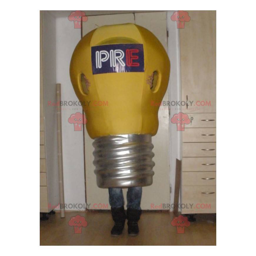 Giant yellow and gray bulb mascot - Redbrokoly.com