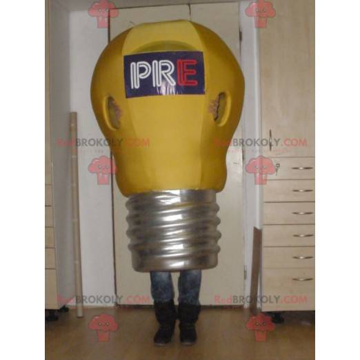 Giant yellow and gray bulb mascot - Redbrokoly.com