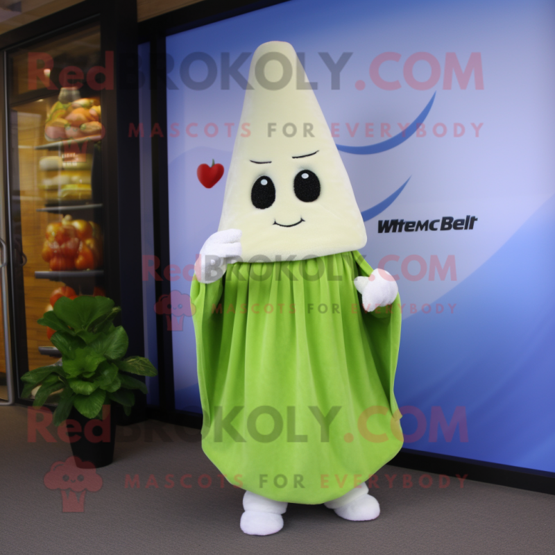 Cream Celery mascot costume character dressed with a Flare Jeans and Shawls Cream Celery mascot costume character dressed with a Flare Jeans and Shawls
