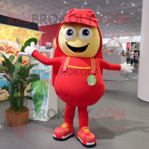 nan Tomato mascot costume character dressed with a Romper and Backpacks