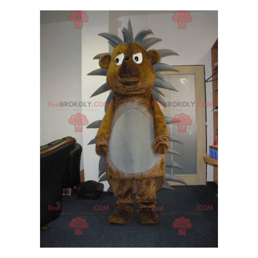 Cute and funny brown and gray hedgehog mascot - Redbrokoly.com