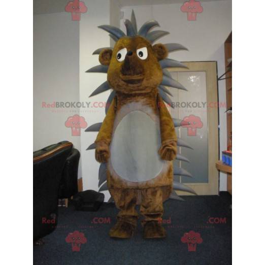 Cute and funny brown and gray hedgehog mascot - Redbrokoly.com