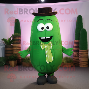 Forest Green Cucumber mascot costume character dressed with a Waistcoat and Headbands