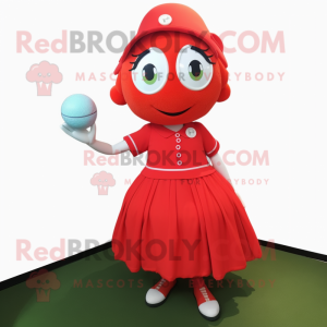 Rød golfbold maskot kostume...