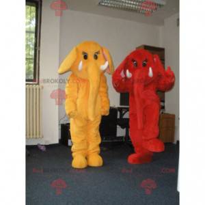 2 mascotas elefante, una roja y una amarilla - Redbrokoly.com