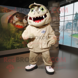 Beige Piranha maskot...