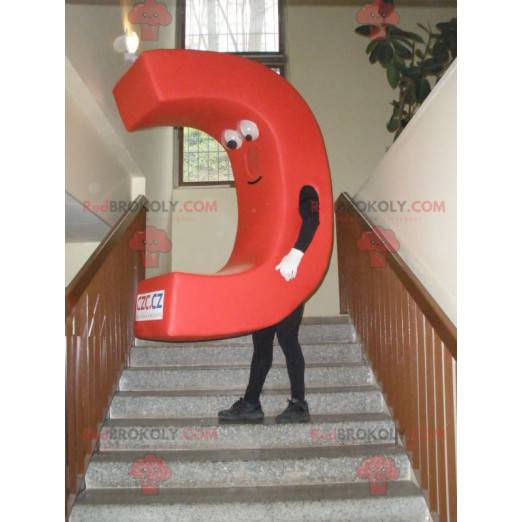 Mascot in the shape of a letter C. C red capital letter -