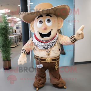 Beige Cowboy maskot kostume...