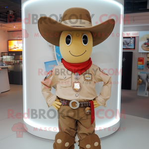 Beige Cowboy mascot costume character dressed with a Playsuit and Necklaces