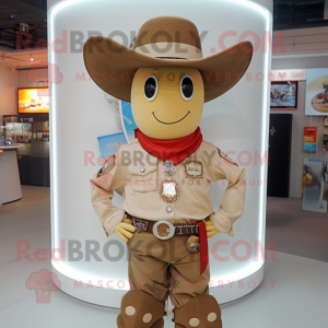 Beige Cowboy maskot kostume...