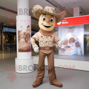 Beige Cowboy mascot costume character dressed with a Playsuit and Necklaces