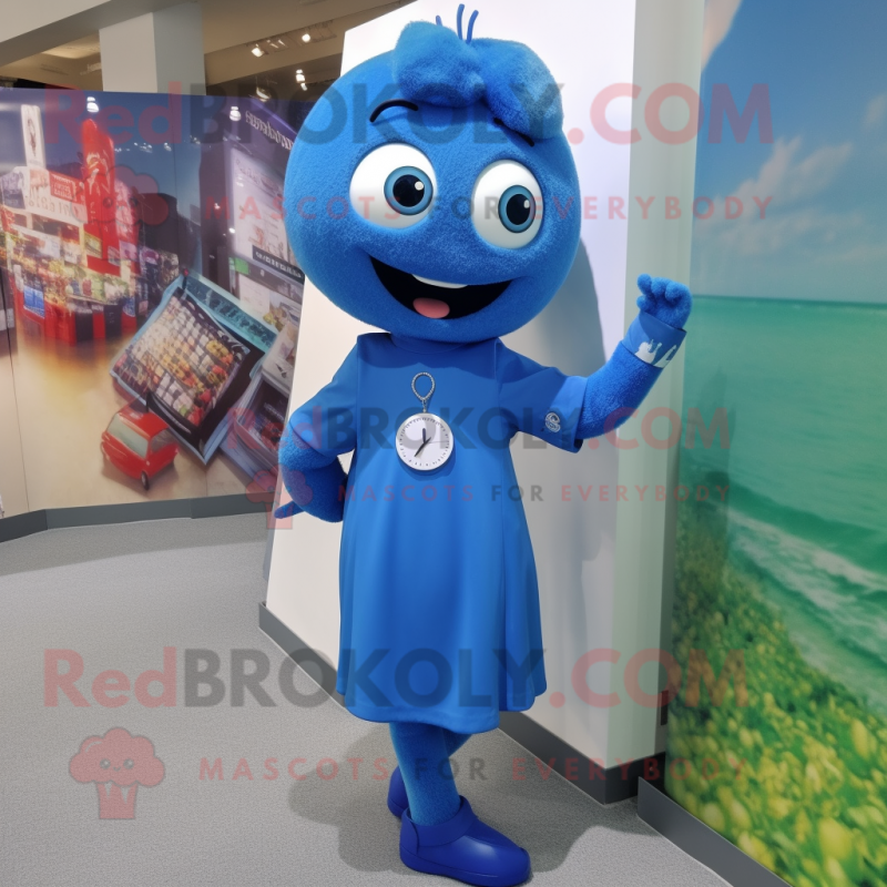 Blue Bracelet mascot costume character dressed with a Sheath Dress and Watches Blue Bracelet mascot costume character dressed with a Sheath Dress and Watches