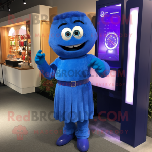Blue Bracelet mascot costume character dressed with a Sheath Dress and Watches