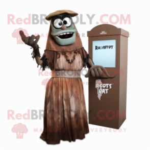 Rust Graveyard mascot costume character dressed with a Maxi Dress and Rings