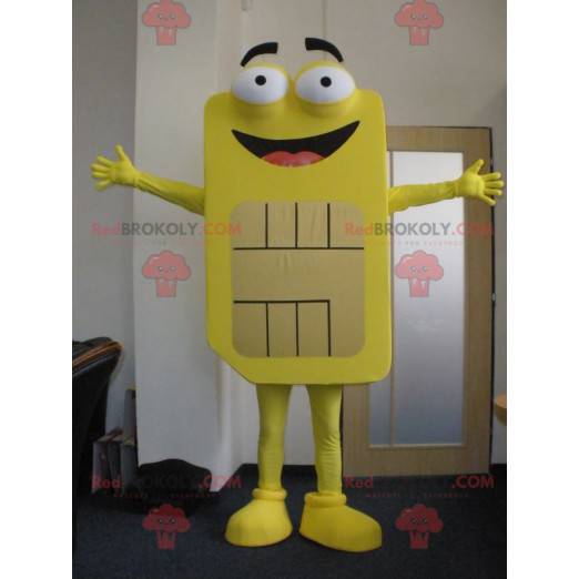 Kæmpe gul sim-kort maskot. Telefon maskot - Redbrokoly.com