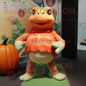 Peach Turtle mascot costume character dressed with a Sweater and Anklets
