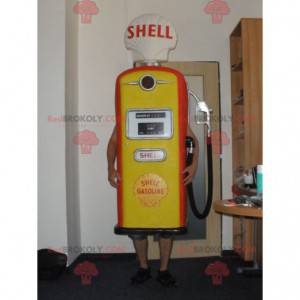 Mascota de bomba de gasolina gigante roja y amarilla -