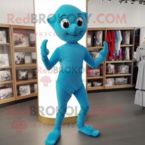 Cyan Acrobat mascot costume character dressed with a Henley Shirt and Scarf clips